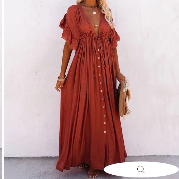 Vici Dresses & Skirts - VICI button down maxi dress - terracotta